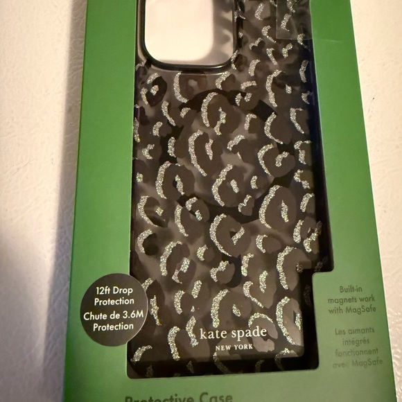 kate spade Other - iPhone 16 ProMax Kate spade Phone Case with Silver Glitter Leopard Print NEW
